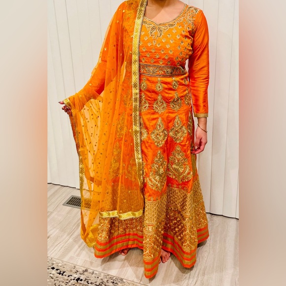 Anarkali Long Dress with Dupatta. PTP 19.”  Length 54” silk stunning silk dress - Picture 2 of 16
